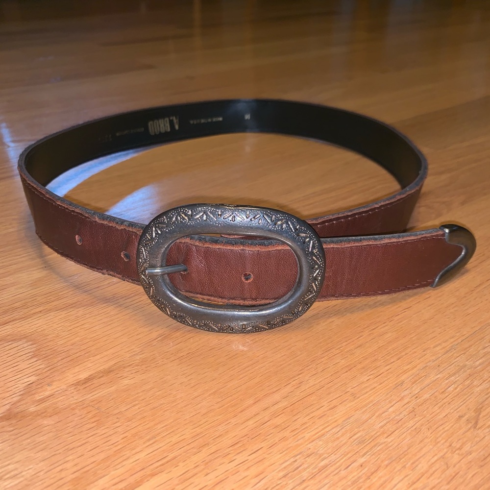 Brown Leather Boho Buckle Belt